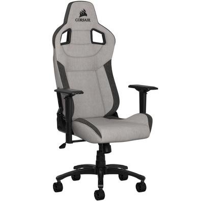 A cadeira para jogos CORSAIR T3 RUSH combina design e contornos inspirado nas corridas, com um exterior macio em tecido respirável, almofada acolchoad