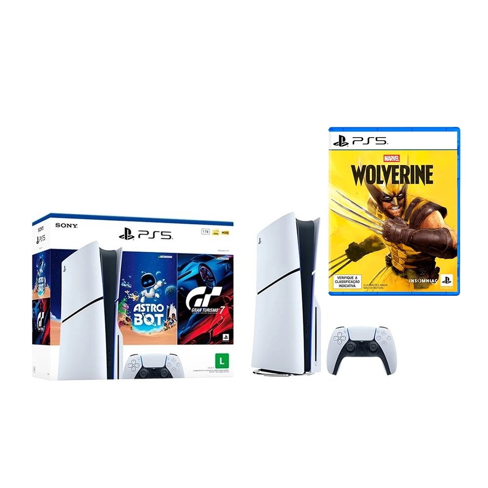 Console Sony PlayStation 5, Com Leitor de Discos + Jogo Marvel's Wolverine, PS5