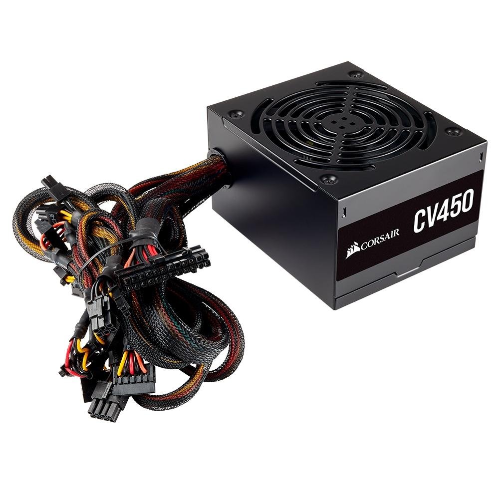 Fonte Corsair CV450, 450W, 80 Plus Bronze, PFC Ativo, Sem Cabo, Preto - CP-9020209-BR Fonte Corsair CV450, 450W, 80 Plus Bronze, PFC Ativo, Sem Cabo, Preto - CP-9020209-BR