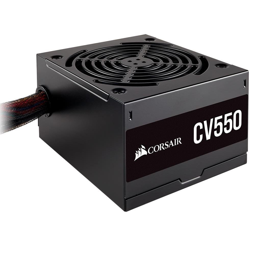 Fonte Corsair CV550, 550W, 80 Plus Bronze, PFC Ativo, Com cabo, Preto - CP-9020210-BR Fonte Corsair CV550, 550W, 80 Plus Bronze, PFC Ativo, Com cabo, Preto - CP-9020210-BR