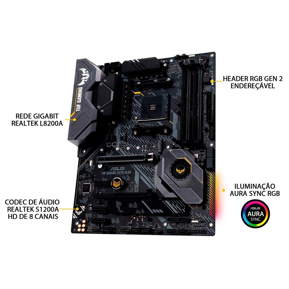 Imagem 12 de 16 do produto Placa-Mãe ASUS TUF Gaming X570-Plus/BR, AMD AM4, ATX, DDR4, Preto - TUF Gaming X570-PLUS/BR