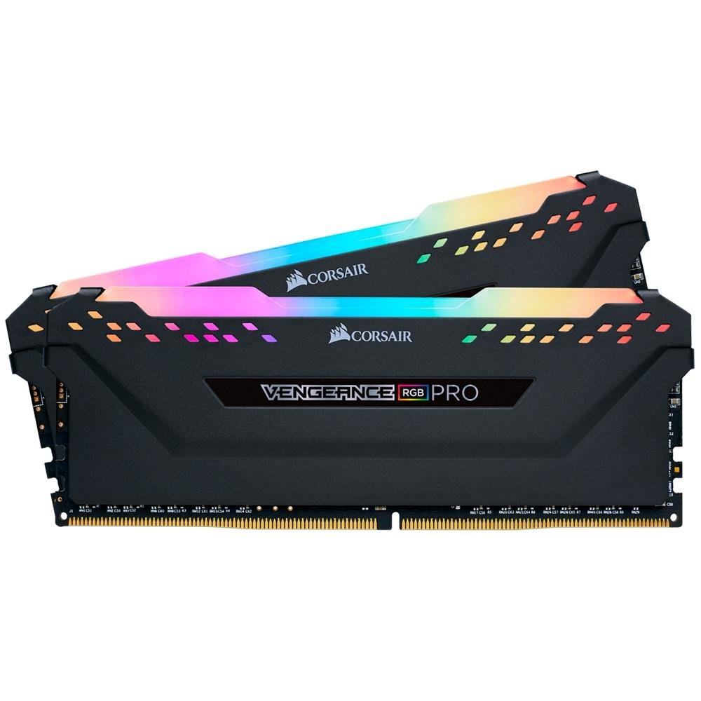 Memória RAM Corsair Vengeance RGB, 16GB (2x8GB), 3200MHz, DDR4, CL16, Preto - CMW16GX4M2C3200C16 Memória RAM Corsair Vengeance RGB, 16GB (2x8GB), 3200MHz, DDR4, CL16, Preto - CMW16GX4M2C3200C16