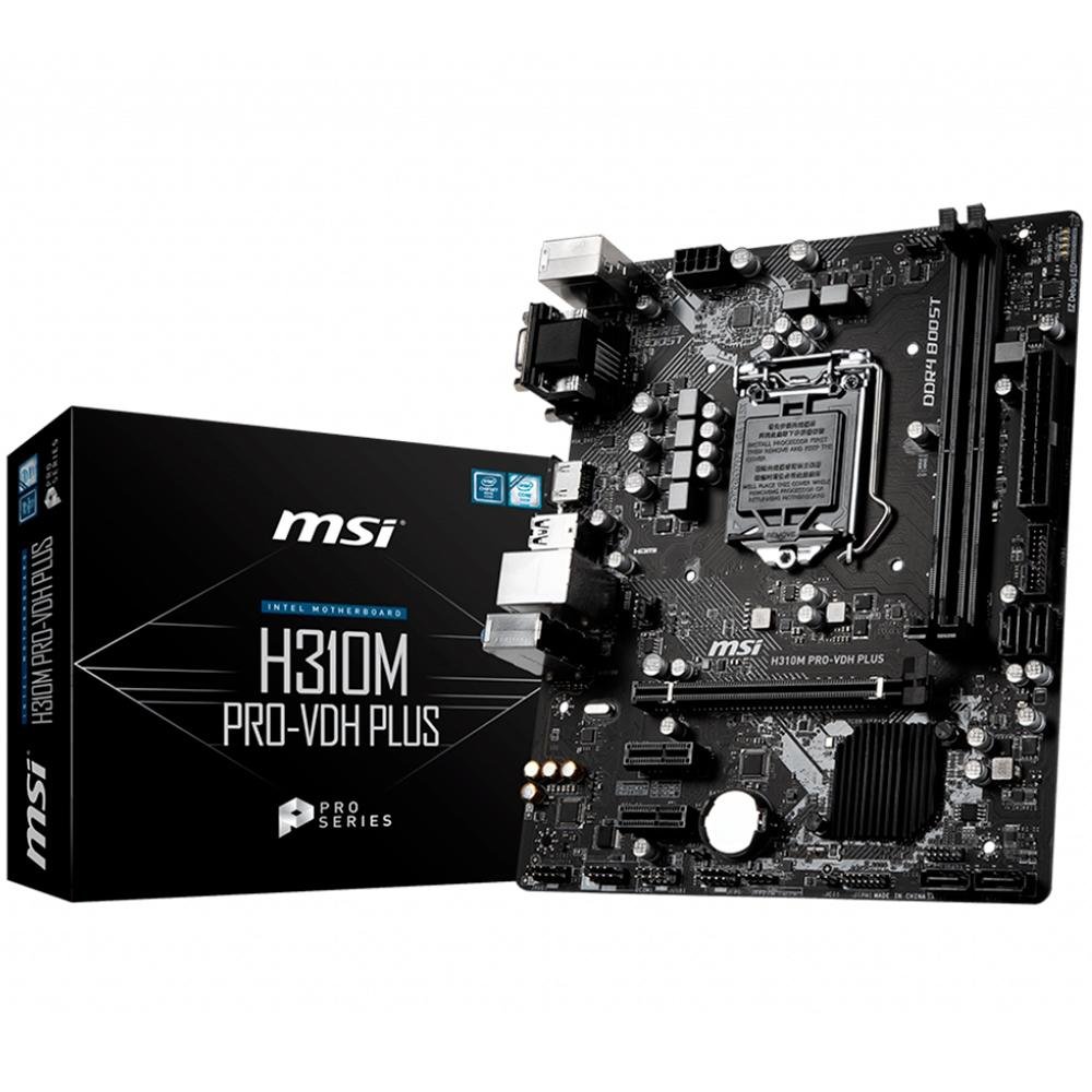 Placa-Mãe MSI H310M Pro-VDH Plus, Intel LGA 1151, m-ATX, DDR4, Preto - H310M PRO-VDH PLUS Placa-Mãe MSI H310M Pro-VDH Plus, Intel LGA 1151, m-ATX, DDR4, Preto - H310M PRO-VDH PLUS