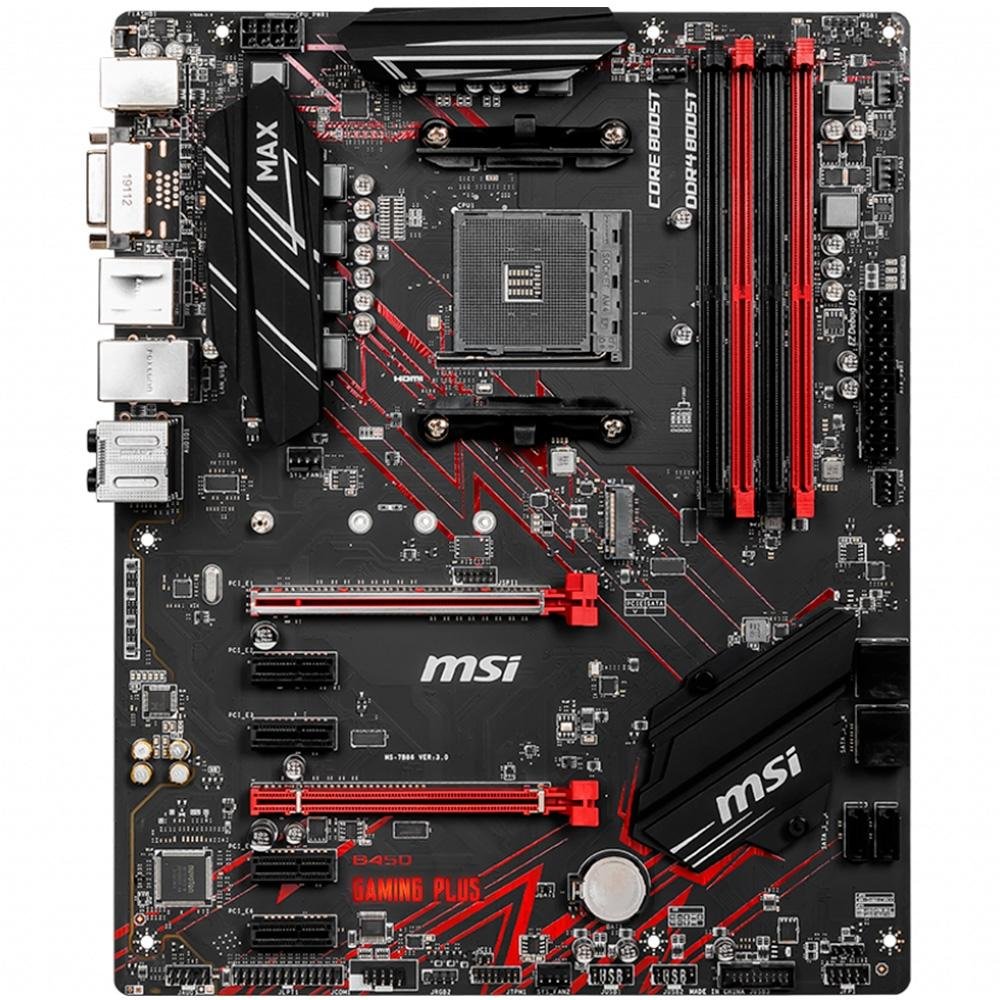 Imagem 3 de 6 do produto Placa-Mãe MSI B450 Gaming Plus Max p/ AMD AM4, ATX, DDR4