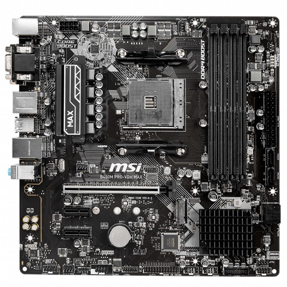 Placa-Mãe MSI B450M Pro-VDH Max p/ AMD AM4, m-ATX, DDR4, Preto - B450M PRO-VDH MAX Placa-Mãe MSI B450M Pro-VDH Max p/ AMD AM4, m-ATX, DDR4, Preto - B450M PRO-VDH MAX