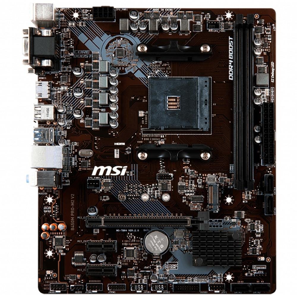 Imagem 3 de 6 do produto Placa-Mãe MSI B450M Pro-M2 V2 p/ AMD AM4, m-ATX, DDR4