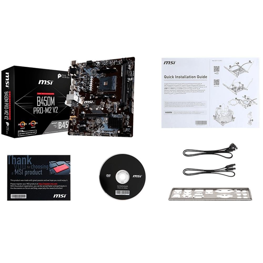 Imagem 6 de 6 do produto Placa-Mãe MSI B450M Pro-M2 V2 p/ AMD AM4, m-ATX, DDR4