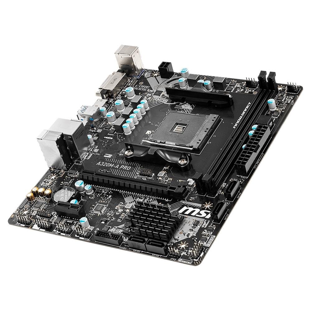 Placa-Mãe MSI A320M-A Pro, AMD AM4, mATX, DDR4, Preto - A320M-A PRO MAX Placa-Mãe MSI A320M-A Pro, AMD AM4, mATX, DDR4, Preto - A320M-A PRO MAX
