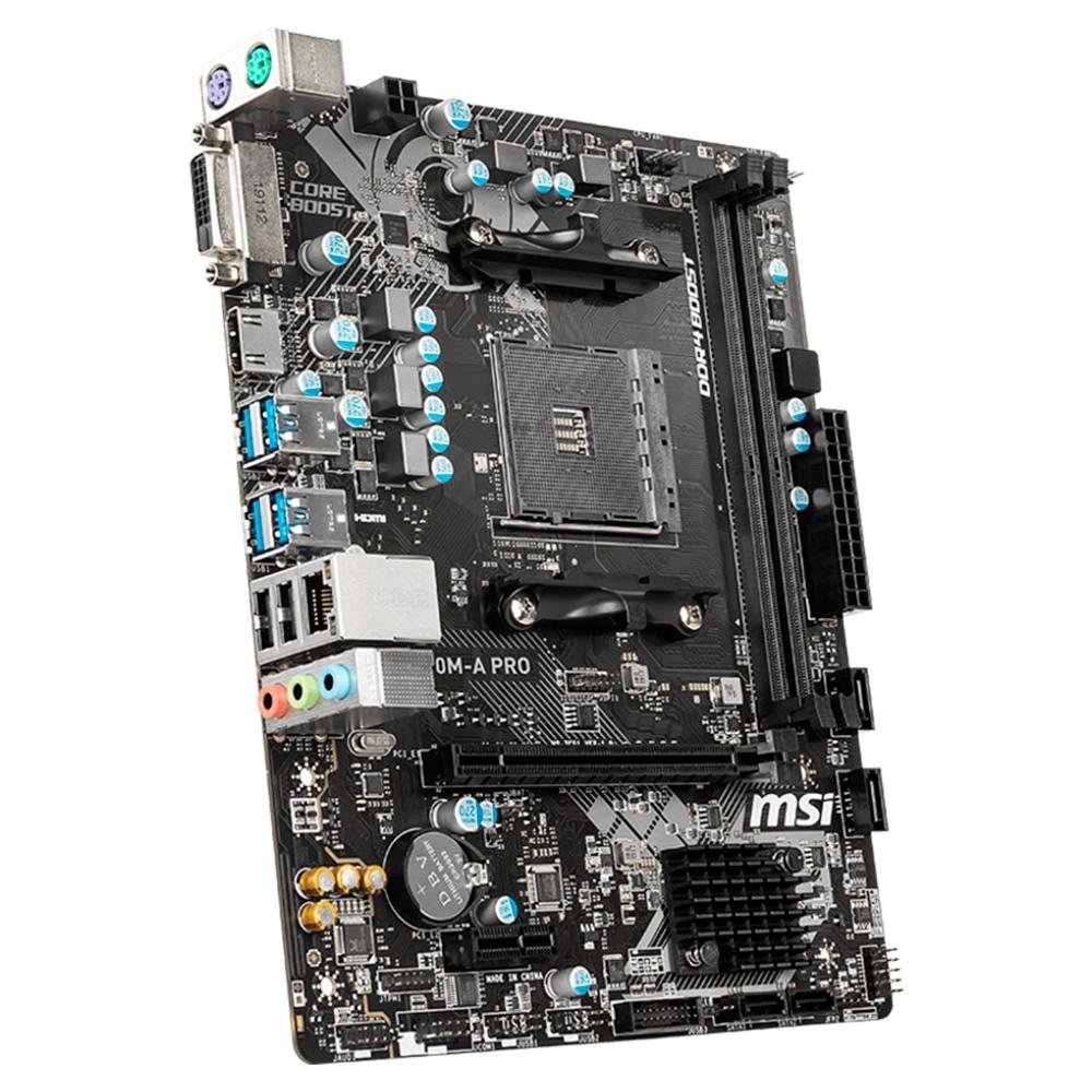 Placa-Mãe MSI A320M-A Pro, AMD AM4, mATX, DDR4, Preto - A320M-A PRO MAX Placa-Mãe MSI A320M-A Pro, AMD AM4, mATX, DDR4, Preto - A320M-A PRO MAX