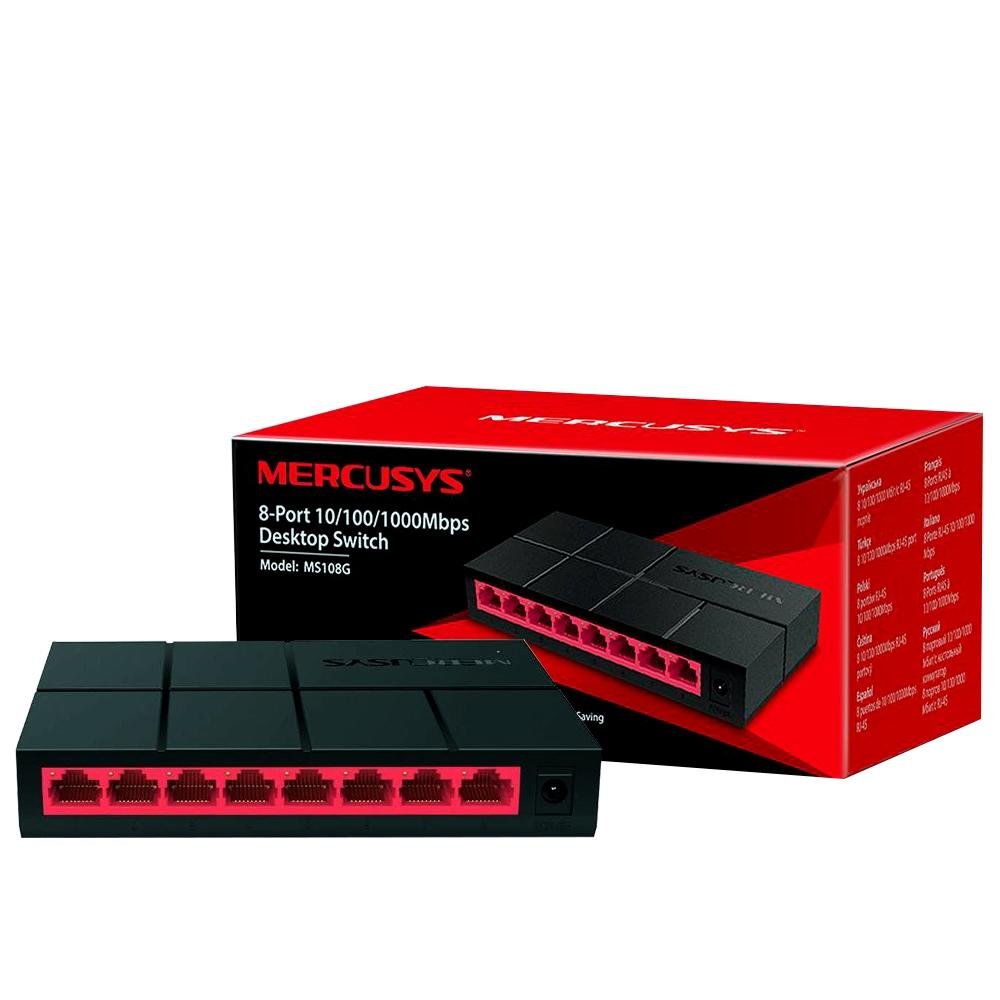 Switch 08 Portas 10/100/1000 Mbps, MERCUSYS MS108G