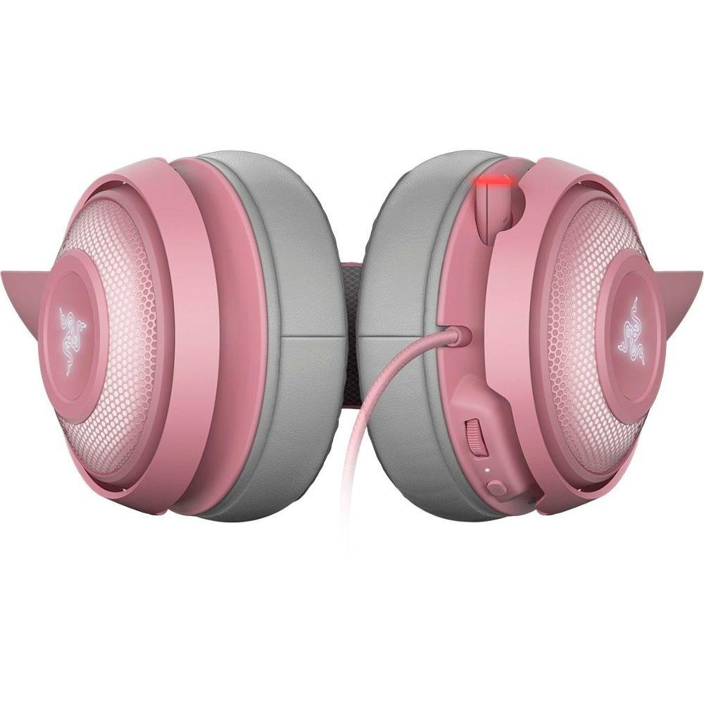 Headset Gamer Gatinho Razer Kraken Kitty, Chroma, USB, Som Surround 7.1, Drivers 50mm, Quartz Pink - RZ04-02980200-R3M1