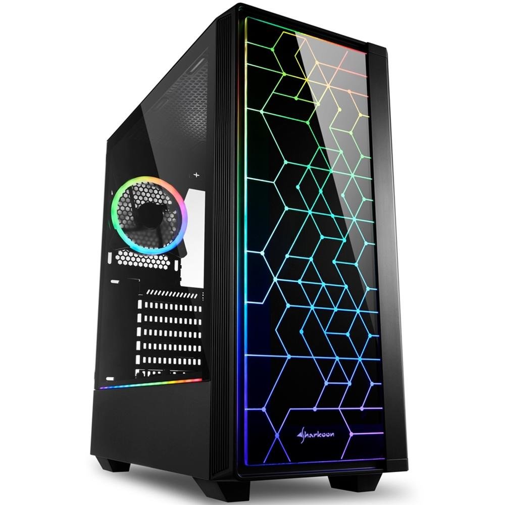 Gabinete Gamer Sharkoon LIT100, Mid Tower, RGB, com FAN, Lateral em Vidro - LIT100 Gabinete Gamer Sharkoon LIT100, Mid Tower, RGB, com FAN, Lateral em Vidro - LIT100