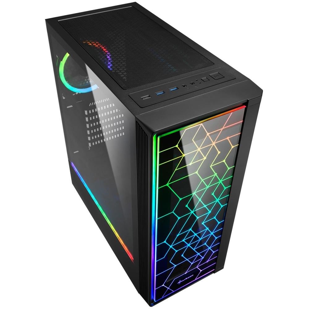 Gabinete Gamer Sharkoon LIT100, Mid Tower, RGB, com FAN, Lateral em Vidro - LIT100 Gabinete Gamer Sharkoon LIT100, Mid Tower, RGB, com FAN, Lateral em Vidro - LIT100