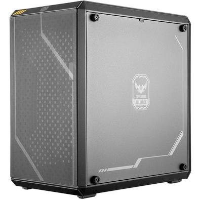 A MasterBox Q300L se une à TUF Gaming Alliance, carregando as marcas TUF nos filtros magnéticos e nos painéis laterais.