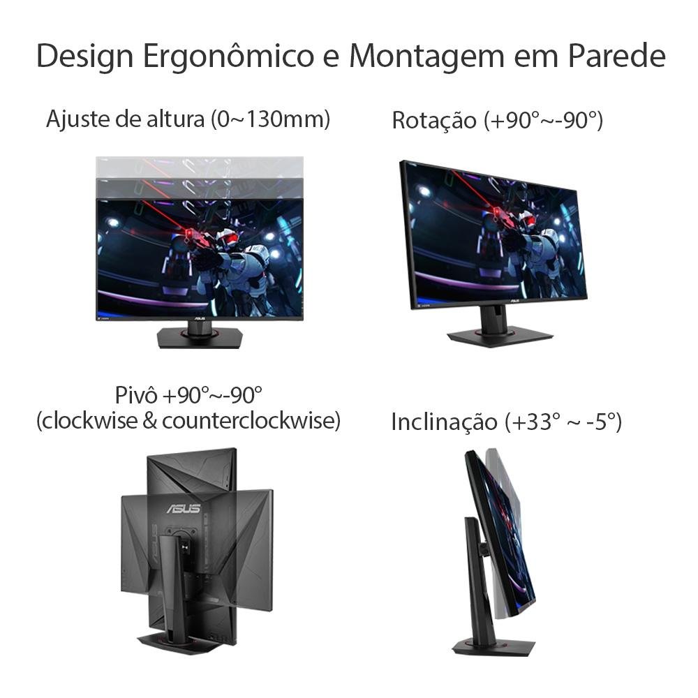 Imagem 11 de 13 do produto Monitor Gamer Asus 27' IPS, Wide, 144 Hz, Full HD, 1ms, Adaptive Sync, 99% sRGB, HDMI/DisplayPort, Ajuste de Altura, Vesa, Som - VG279Q