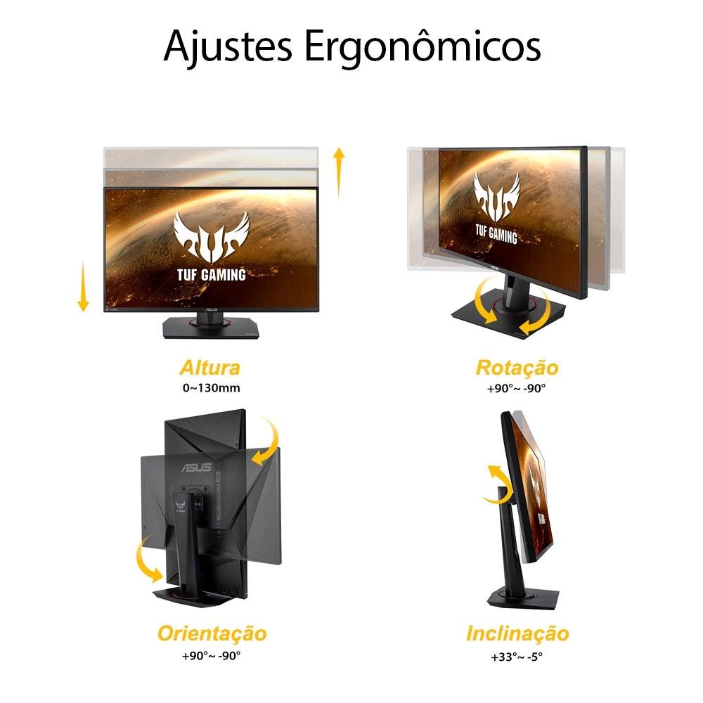 Imagem 10 de 12 do produto Monitor Gamer Asus TUF 24.5' IPS, Wide, 280 Hz, Full HD, 1ms, FreeSync, HDR, 99% sRGB, HDMI/DisplayPort, Ajuste de Altura, Vesa - VG259QM