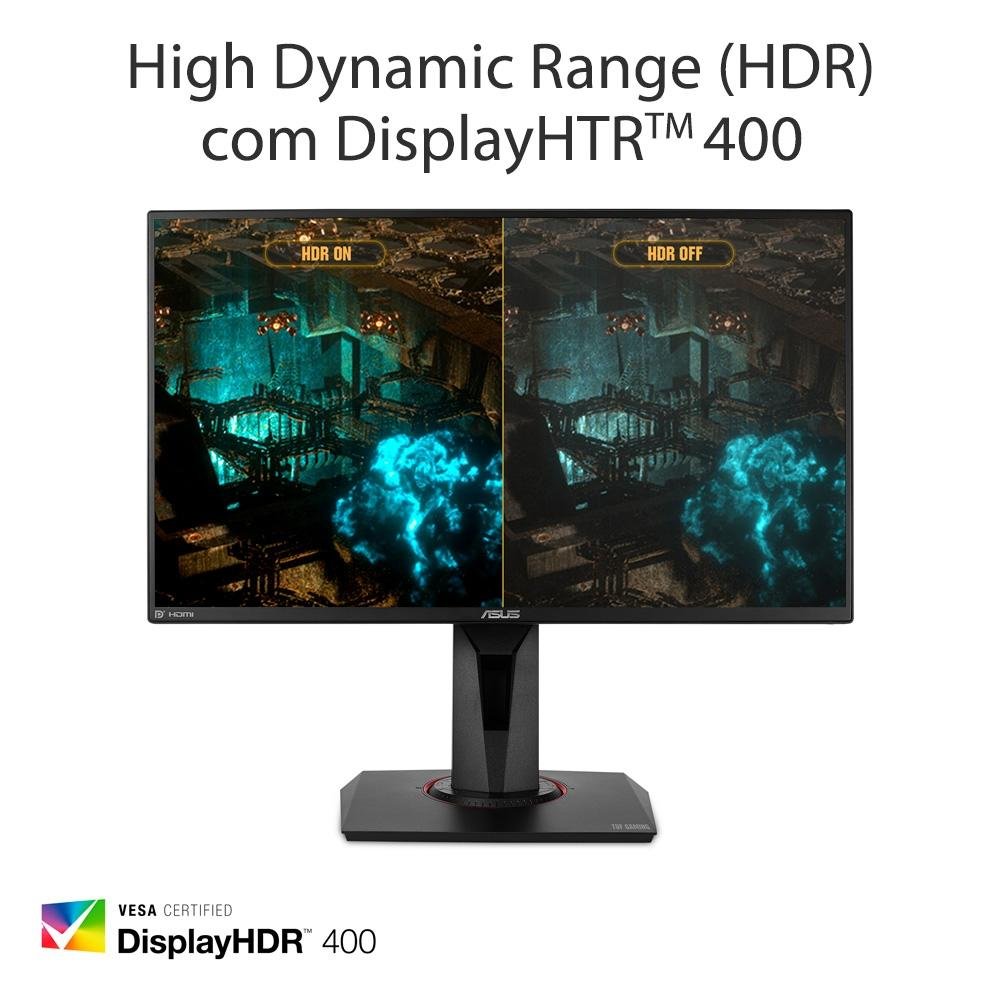 Imagem 11 de 12 do produto Monitor Gamer Asus TUF 24.5' IPS, Wide, 280 Hz, Full HD, 1ms, FreeSync, HDR, 99% sRGB, HDMI/DisplayPort, Ajuste de Altura, Vesa - VG259QM
