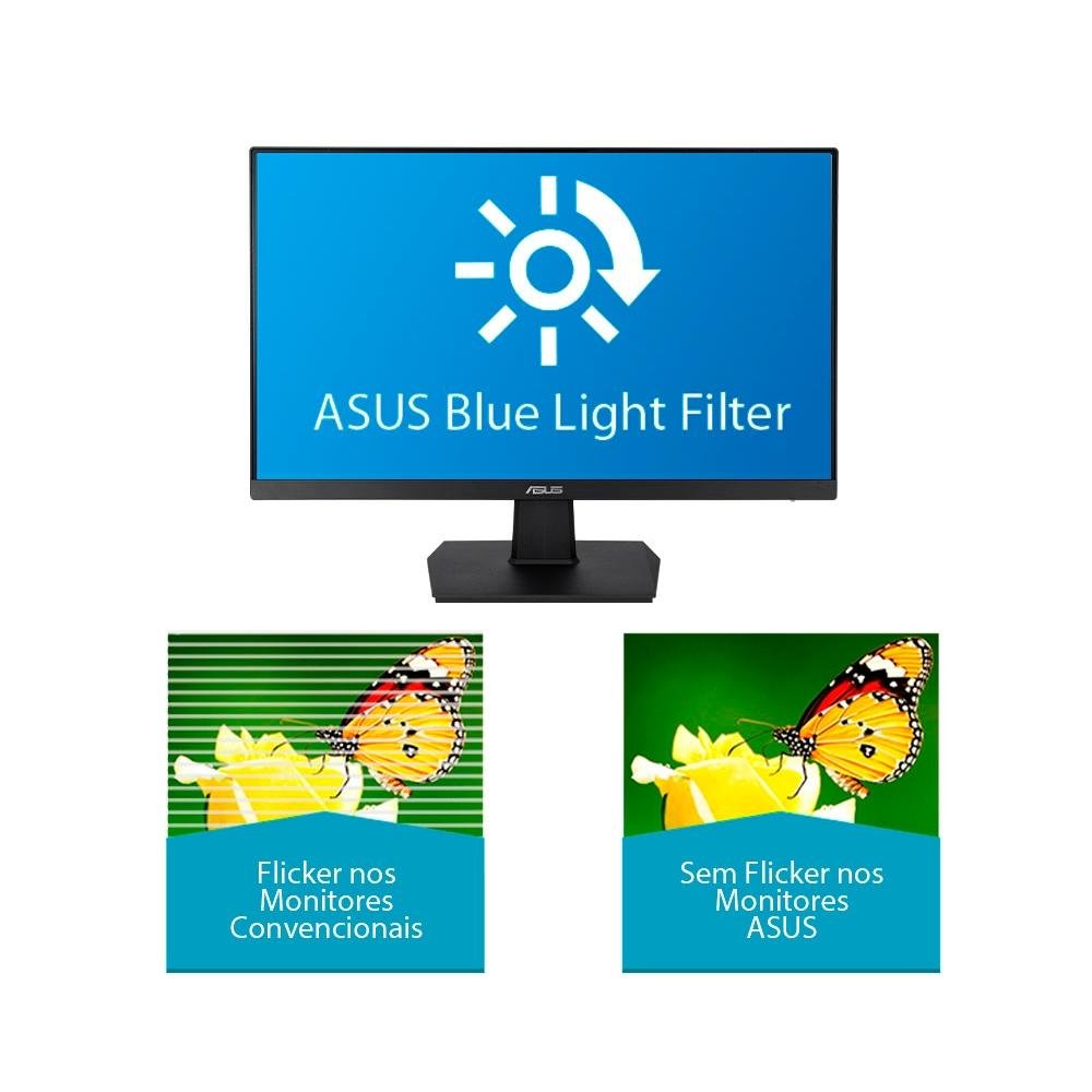 Imagem 8 de 9 do produto Monitor Asus Eye Care 23.8' IPS, Full HD, HDMI, VESA, Ajuste de Ângulo, Adptive Sync - VA24EHE