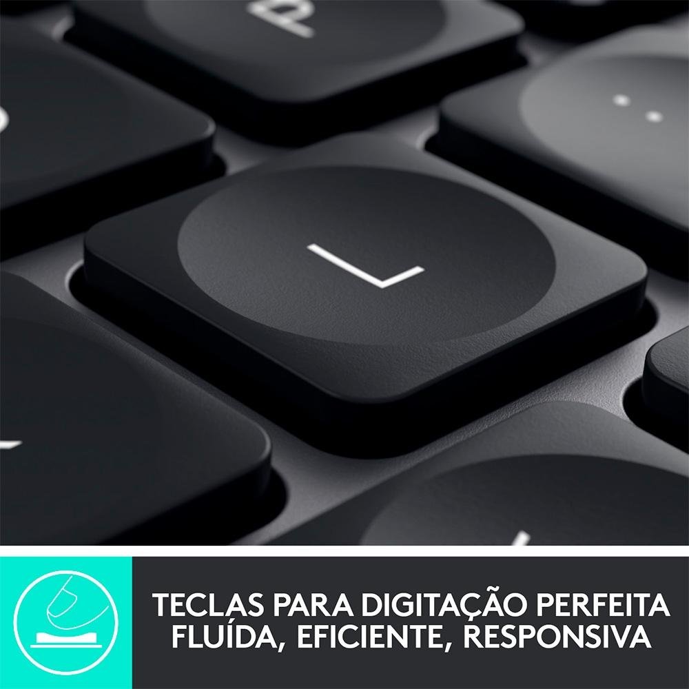 Teclado sem fio Logitech MX Keys com Iluminação Inteligente, USB Unifying ou Bluetooth e Bateria Recarregável, ANSI - 920-009297 Teclado sem fio Logitech MX Keys com Iluminação Inteligente, USB Unifying ou Bluetooth e Bateria Recarregável, ANSI - 920-009297