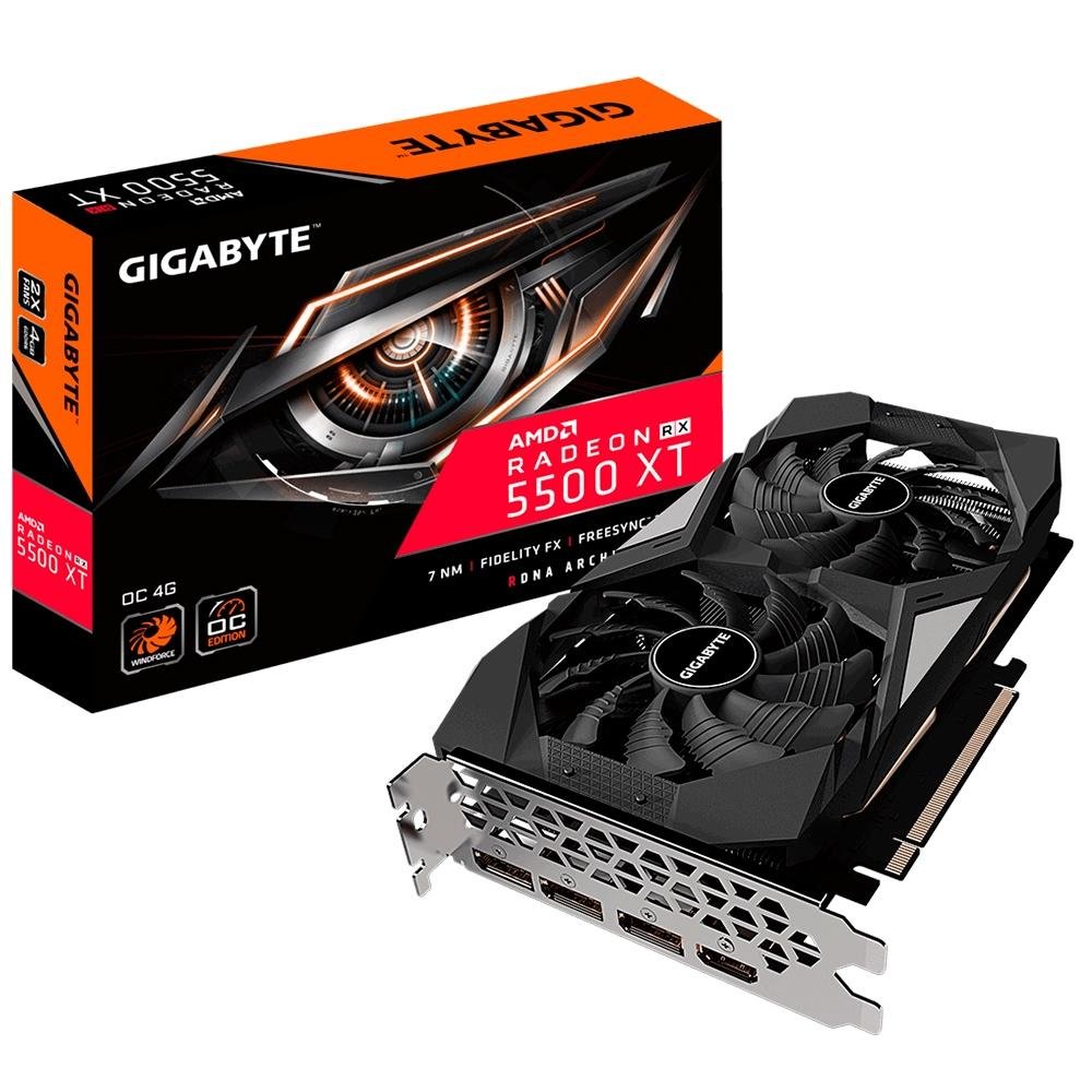 Placa de Vídeo RX 5500 XT OC Gigabyte AMD Radeon, 4GB, GDDR6 - GV-R55XTOC-4GD Placa de Vídeo RX 5500 XT OC Gigabyte AMD Radeon, 4GB, GDDR6 - GV-R55XTOC-4GD