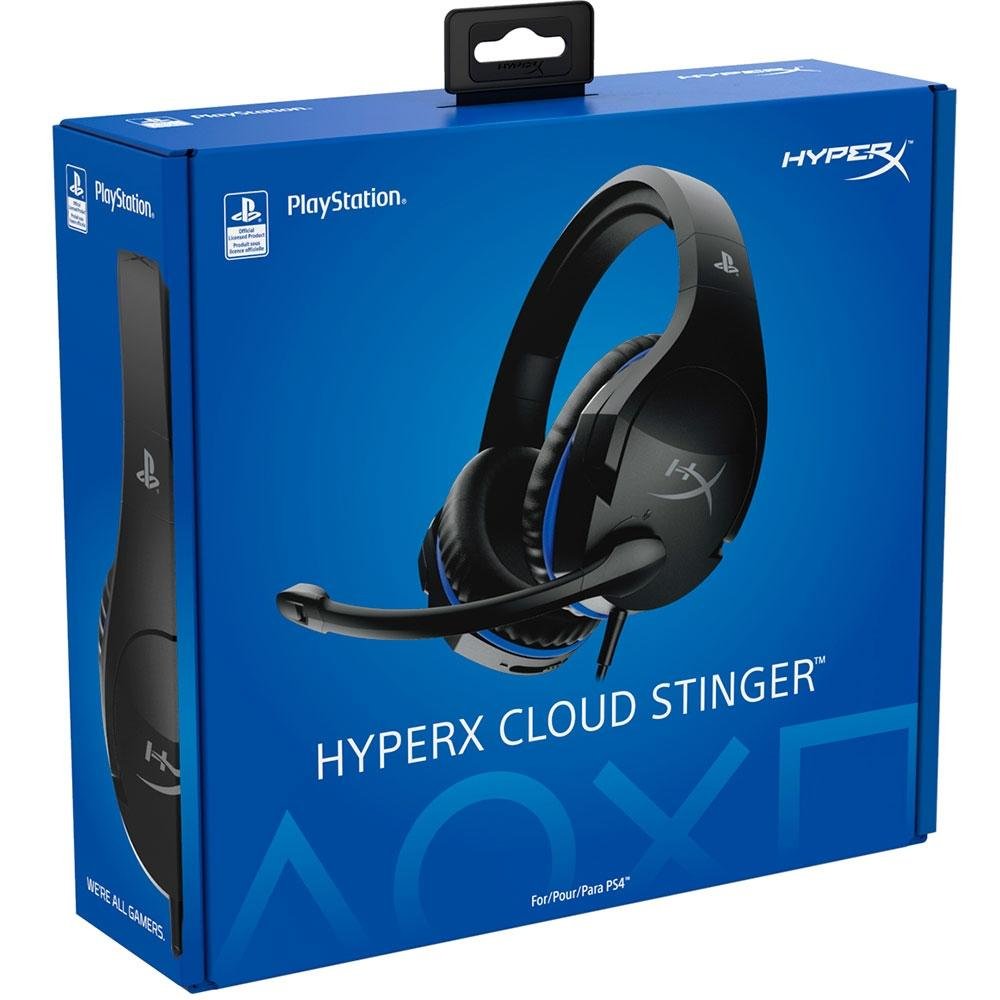 Headset Gamer HyperX Cloud Stinger, Drivers 50mm, PS5 e PS4, P3, Preto e Azul - HX-HSCSS-BK/AM Headset Gamer HyperX Cloud Stinger, Drivers 50mm, PS5 e PS4, P3, Preto e Azul - HX-HSCSS-BK/AM