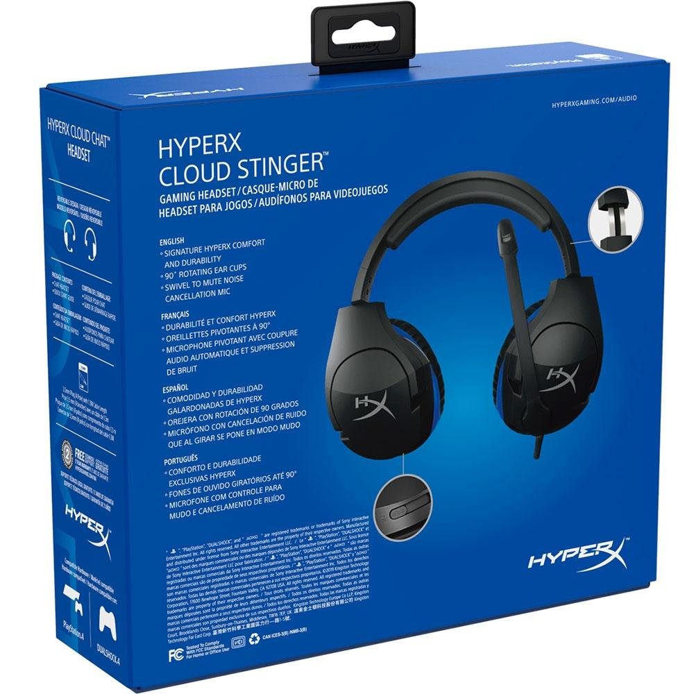 Headset Gamer HyperX Cloud Stinger, Drivers 50mm, PS5 e PS4, P3, Preto e Azul - HX-HSCSS-BK/AM Headset Gamer HyperX Cloud Stinger, Drivers 50mm, PS5 e PS4, P3, Preto e Azul - HX-HSCSS-BK/AM