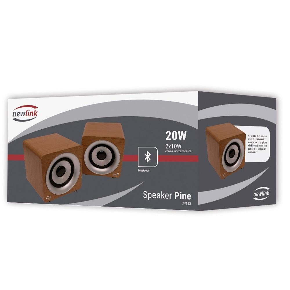 Caixa de Som Portátil Newlink Speaker Pine, Bluetooth, 20W RMS