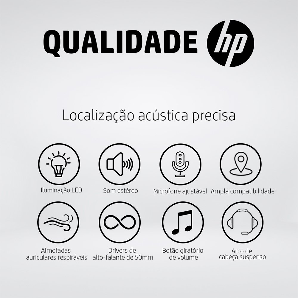 Headset Gamer HP H320, LED, Drivers 50mm - 8AA13AAUUF Headset Gamer HP H320, LED, Drivers 50mm - 8AA13AAUUF