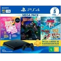 Console Sony PlayStation 4 Hits Bundle Mega Pack 11 1TB Just Dance 2020 MediEvil Voucher para 03 Jogos CUH 2214B