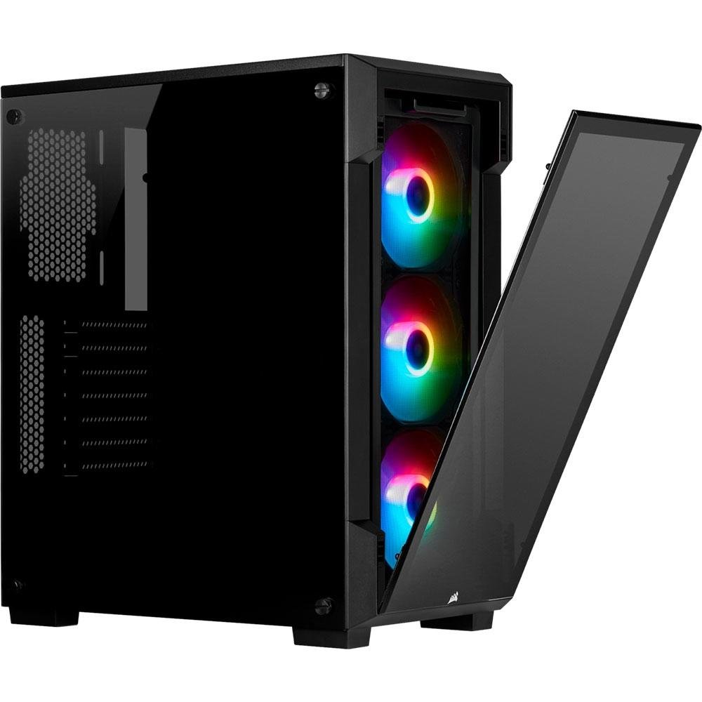 Imagem 3 de 8 do produto Gabinete Gamer Corsair ICUE 220T TG, RGB, Mid-Tower, ATX, Lateral e Frontal em Vidro Temperado, Com FAN, Preto - CC-9011190