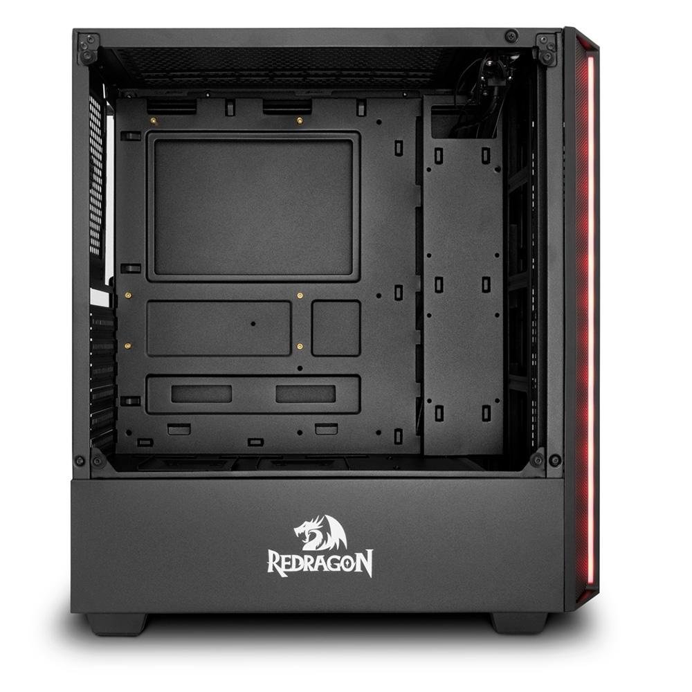 Imagem 11 de 12 do produto Gabinete Gamer Redragon Grapple, Mid Tower, ATX, RGB, Lateral em Vidro, Sem FANs, Preto - GC-607BK