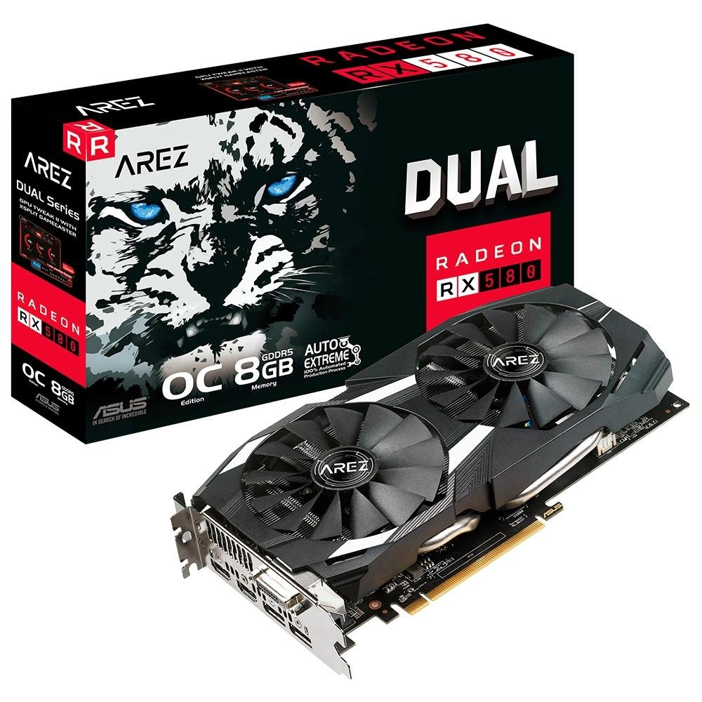 Placa de Vídeo Asus Arez Dual AMD Radeon RX 580 OC Edition, 8GB, GDDR5 - AREZ-DUAL-RX580-O8G Placa de Vídeo Asus Arez Dual AMD Radeon RX 580 OC Edition, 8GB, GDDR5 - AREZ-DUAL-RX580-O8G