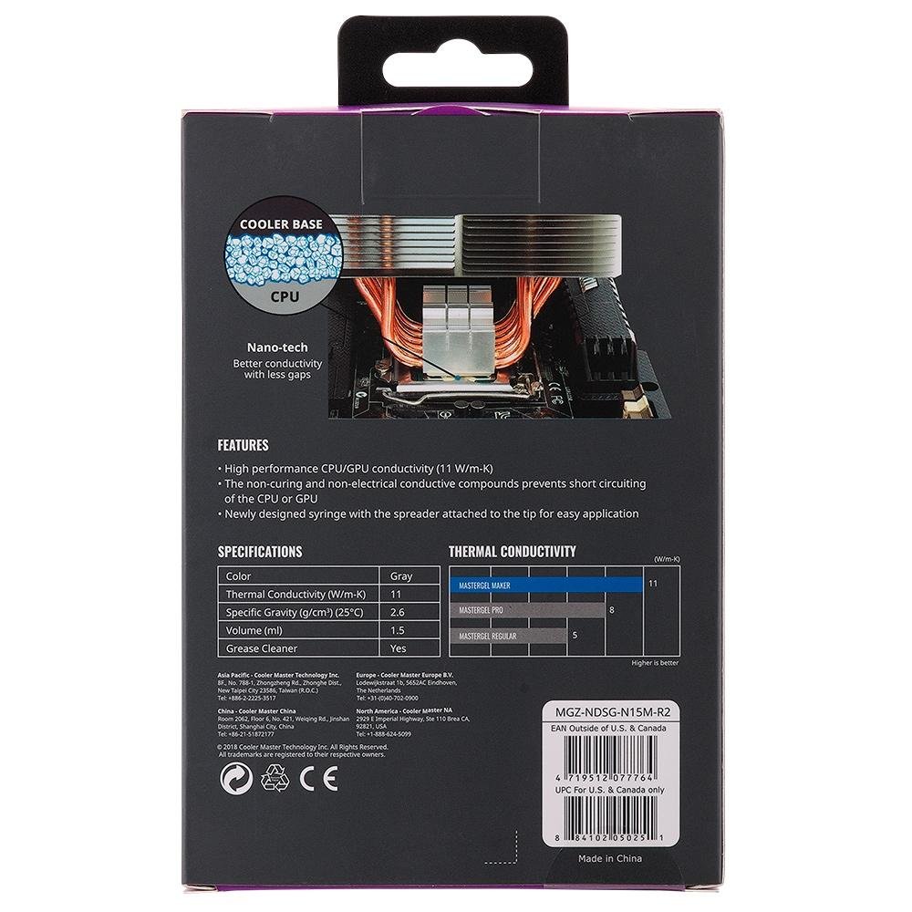 Pasta Térmica Cooler Master Mastergel Maker, 1.5ml, Cinza - MGZ-NDSG-N15M-R2