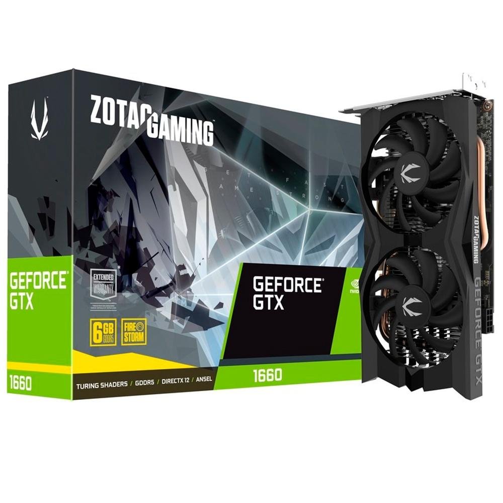 Placa de Vídeo Zotac Gaming NVIDIA GeForce GTX 1660 Twin Fan, 6GB, GDDR5 - ZT-T16600K-10M Placa de Vídeo Zotac Gaming NVIDIA GeForce GTX 1660 Twin Fan, 6GB, GDDR5 - ZT-T16600K-10M