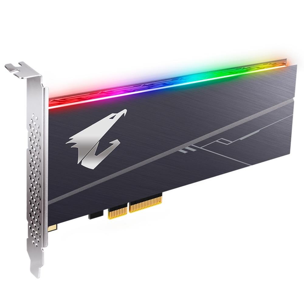 Imagem 2 de 7 do produto SSD Aorus RGB AIC, 1TB, PCIe, NVMe, Leituras: 3480Mb/s e Gravações: 3080Mb/s - GP-ASACNE2100TTTDR