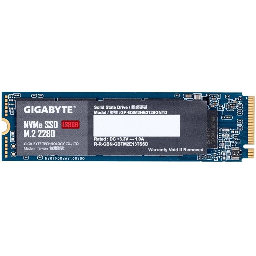 Imagem 2 de 4 do produto SSD Gigabyte, 128GB, M.2, PCIe, NVMe, Leitura: 1550MB/s e Gravação: 550MB/s, Preto - GP-GSM2NE3128GNTD