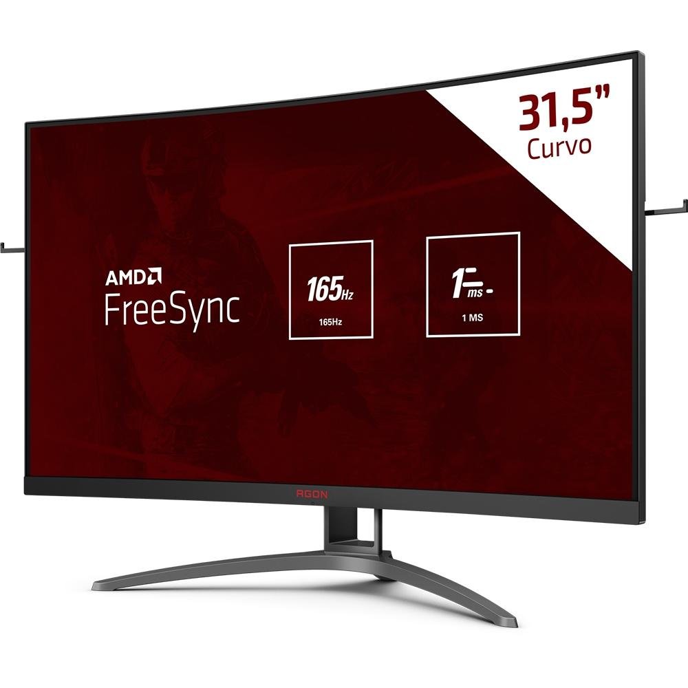 Monitor Gamer Curvo AOC Agon 31.5", Full HD, 165Hz, 1ms, DisplayPort e HDMI, FreeSync Premium, Preto - AG323FCXE Monitor Gamer Curvo AOC Agon 31.5", Full HD, 165Hz, 1ms, DisplayPort e HDMI, FreeSync Premium, Preto - AG323FCXE