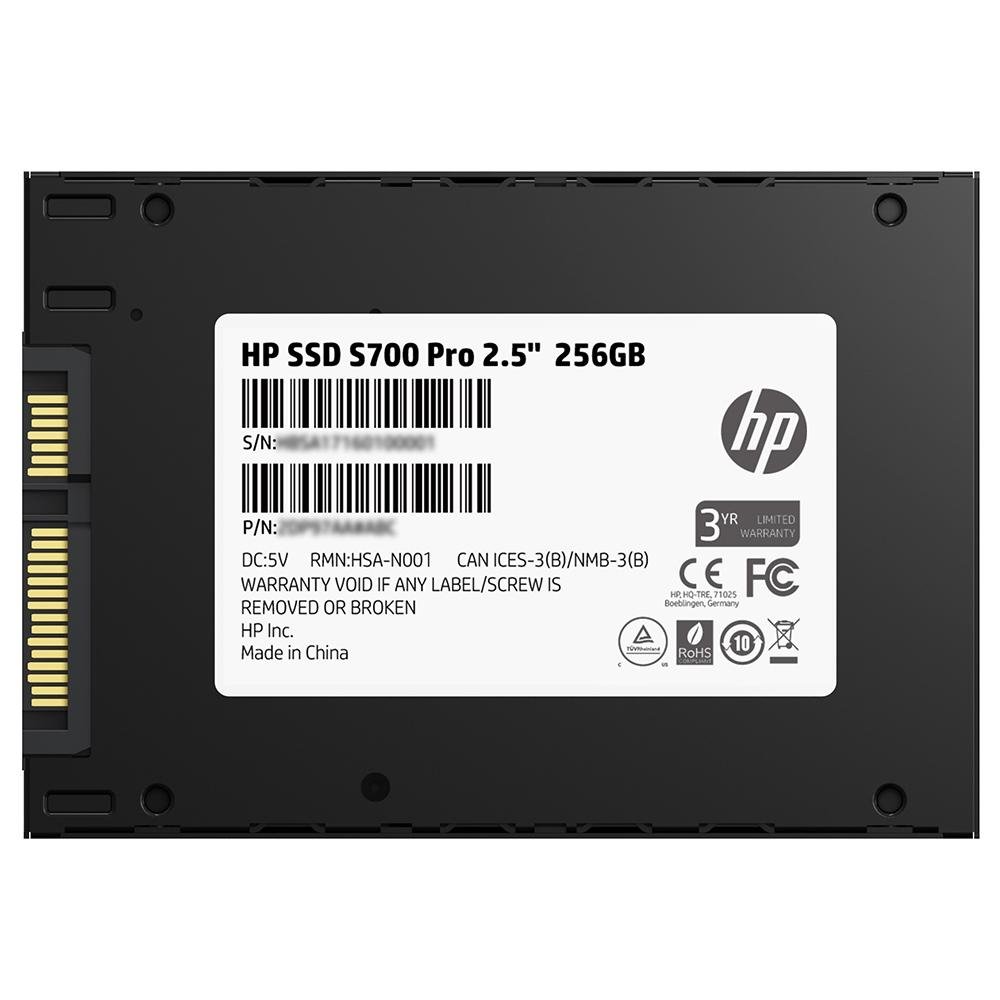 SSD 256 GB HP S700 Pro, SATA, Leitura: 560MB/s e Gravação: 520MB/s, Preto - 2AP98AA#ABL SSD 256 GB HP S700 Pro, SATA, Leitura: 560MB/s e Gravação: 520MB/s, Preto - 2AP98AA#ABL