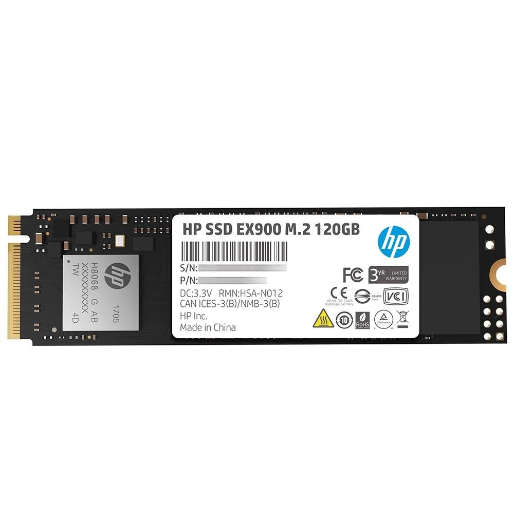 SSD 120 GB HP EX900, PCIe, NVMe, Leitura: 1900MB/s e Gravação