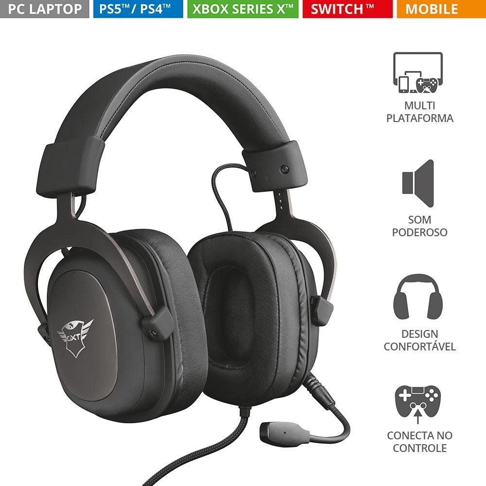 Headset Gamer Trust GXT 414 Zamak Premium, Drivers 53mm, P3, PC, Xbox One, PS4, Nintendo Switch, PS5, Xbox Series X, Preto - 23310 Headset Gamer Trust GXT 414 Zamak Premium, Drivers 53mm, P3, PC, Xbox One, PS4, Nintendo Switch, PS5, Xbox Series X, Preto - 23310