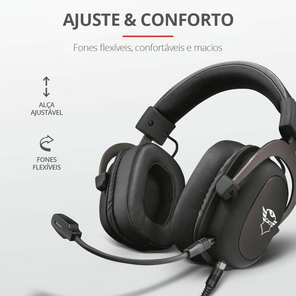 Headset Gamer Trust GXT 414 Zamak Premium, Drivers 53mm, P3, PC, Xbox One, PS4, Nintendo Switch, PS5, Xbox Series X, Preto - 23310 Headset Gamer Trust GXT 414 Zamak Premium, Drivers 53mm, P3, PC, Xbox One, PS4, Nintendo Switch, PS5, Xbox Series X, Preto - 23310
