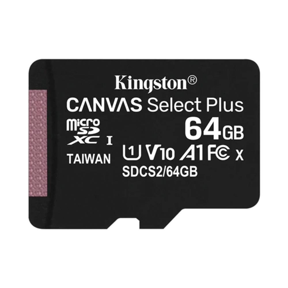 Cartão de memória Kingston microSD de 64GB Canvas Select Plus - 100MB/s - Classe 10 com adaptador SD - SDCS2/64GB Cartão de memória Kingston microSD de 64GB Canvas Select Plus - 100MB/s - Classe 10 com adaptador SD - SDCS2/64GB