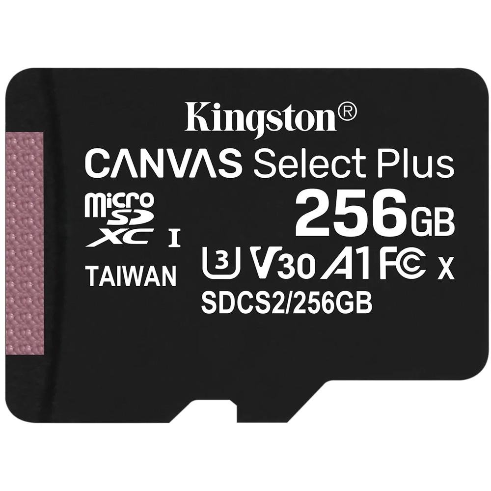 Cartão de memória Kingston microSD de 256GB Canvas Select Plus - 100MB/s - Classe 10 com adaptador SD - SDCS2/256GB Cartão de memória Kingston microSD de 256GB Canvas Select Plus - 100MB/s - Classe 10 com adaptador SD - SDCS2/256GB