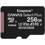 Cartão de memória Kingston microSD de 256GB Canvas Select Plus - 100MB/s - Classe 10 com adaptador SD - SDCS2/256GB