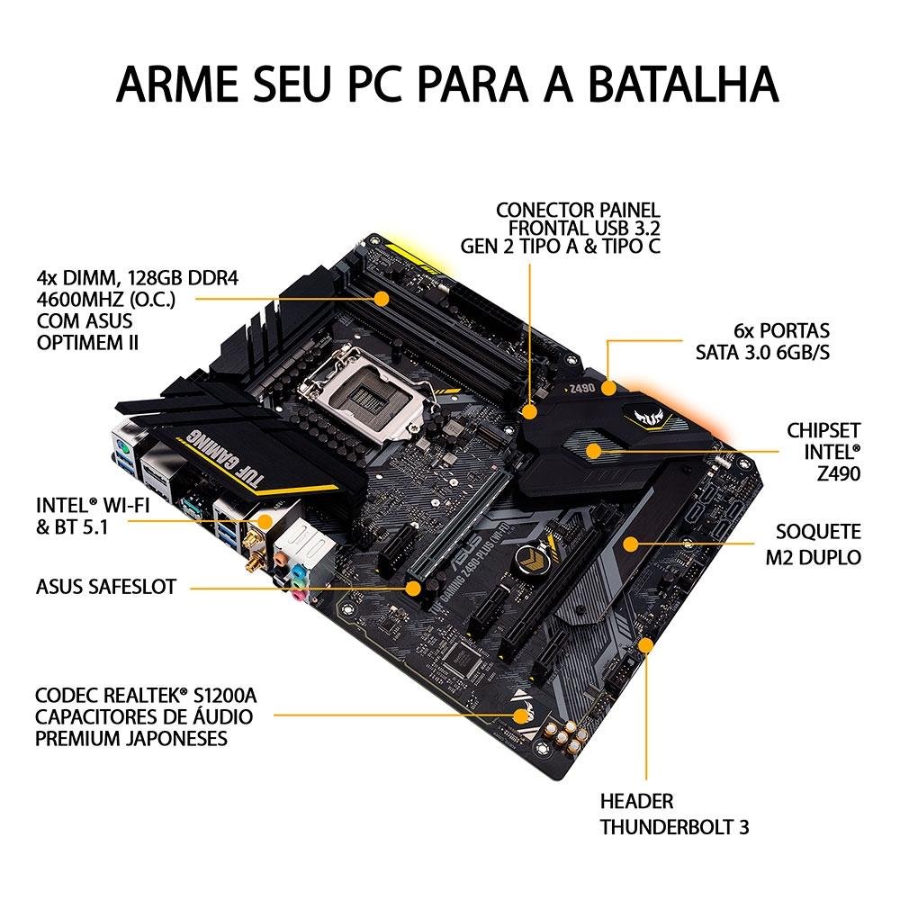 Placa Mãe Asus TUF Gaming Z490-Plus Wi-Fi, Intel LGA 1200, ATX