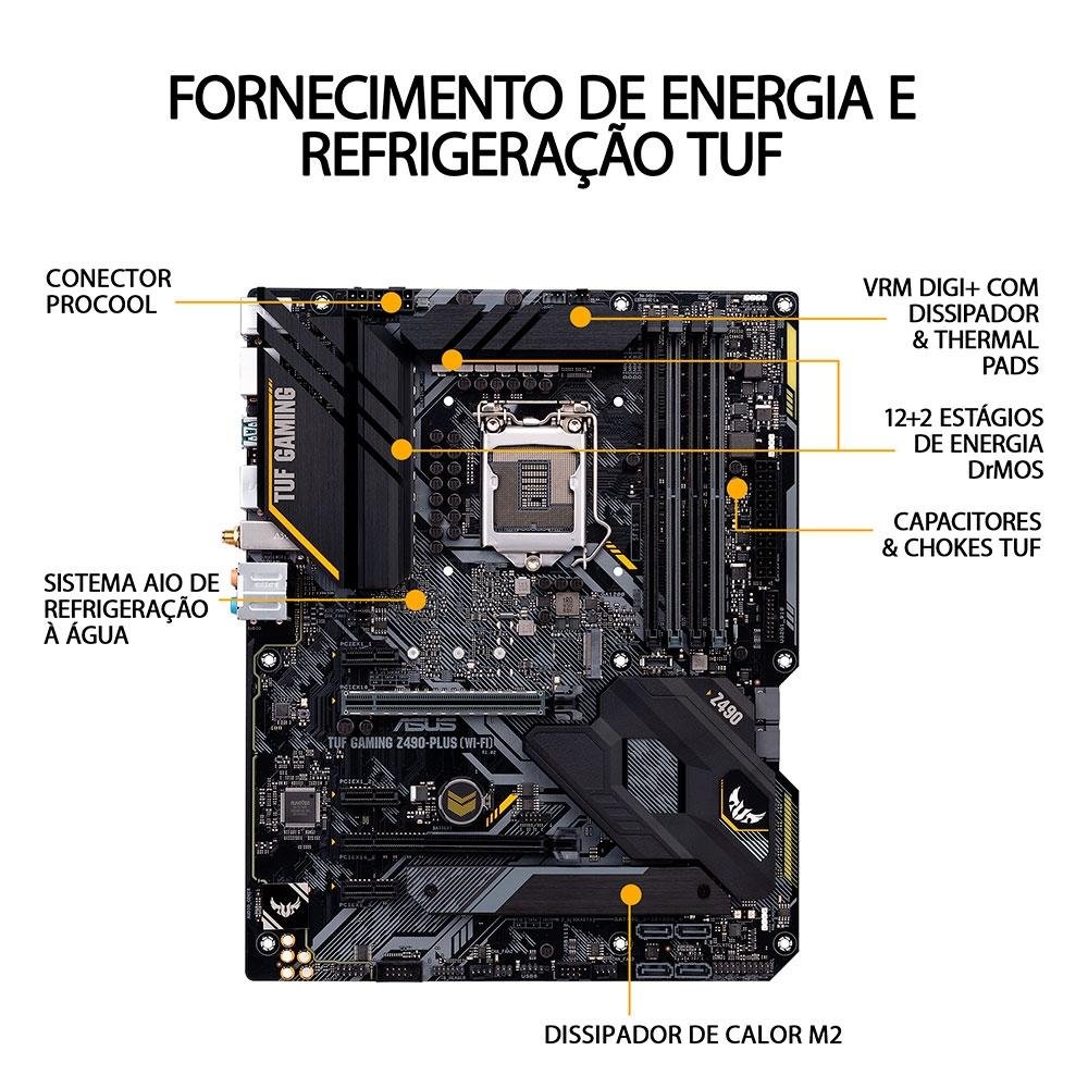 Placa Mãe Asus TUF Gaming Z490-Plus Wi-Fi, Intel LGA 1200, ATX