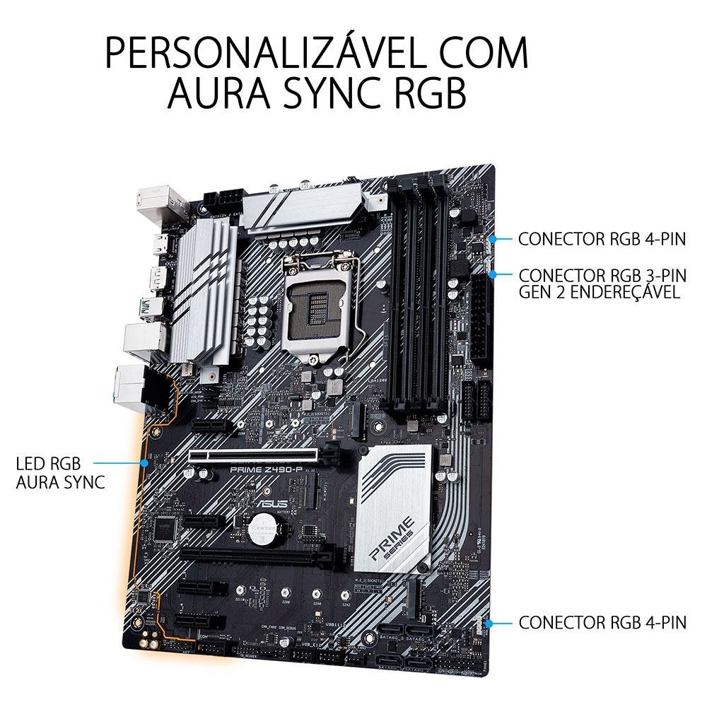 ASUS PRIME Z490-P + corei9 10900k セット Placa Mãe Asus Prime Z490-P, Intel LGA 1200, ATX, DDR4 | KaBuM!