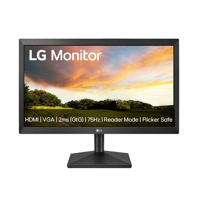"Monitor LG 19,5"", HD, 75Hz, 2ms, VA, HDMI e VGA, Ajuste de Inclinação, Preto - 20MK400H-B"