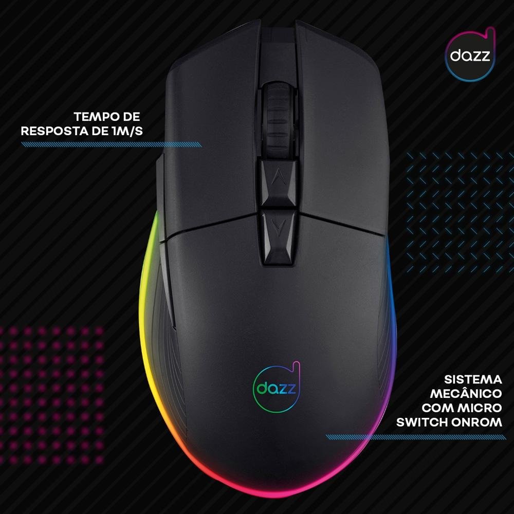マウス Mouse Dazz USB Colossus 12.000DPI 8 Botões RGB Preto - Info Store