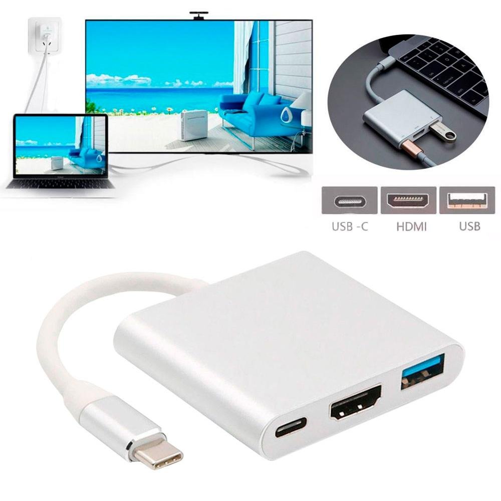 Imagem 3 de 3 do produto Adaptador USB-C para HDMI, USB C, USB A, F3, Alumínio - JC-TYC-HM31